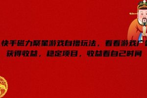 快手磁力聚星游戏自撸玩法，看看游戏广告获得收益，稳定项目，收益看自己时间【揭秘】