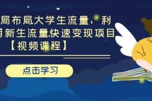 引流布局布局大学生流量，利用6-9月新生流量快速变现项目【视频课程】