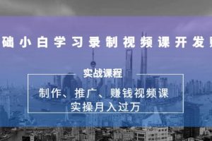 实操月入过万的网课制作、推广、赚钱，0基础学习录制视频课赚钱