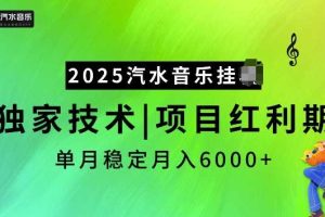2025汽水音乐挂JI项目，独家最新技术，项目红利期稳定月入6000+