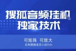 【搜狐音频挂G】独家技术，可矩阵可放大，红利期稳定月入8k【揭秘】