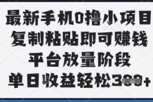 最新手机0撸小项目，复制粘贴即可挣钱，平台放量阶段，单日收益轻松3张+【揭秘】