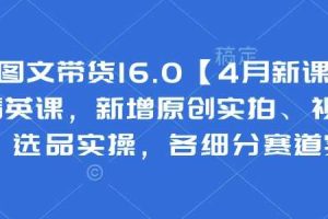 抖音图文带货16.0【4月新课】基础+精英课，新增原创实拍、视频混剪、选品实操，各细分赛道实操