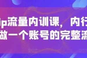 个人ip流量内训课，内行人教你做一个账号的完整流程