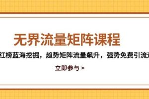 （14763期）无界流量矩阵课程，3大红榜蓝海挖掘，趋势矩阵流量飙升，强势免费引流逻辑