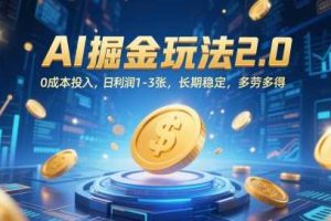 AI掘金玩法2.0，0成本投入，日利润1-3张，长期稳定，多劳多得