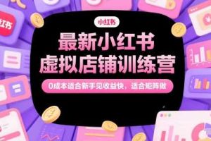 最新小红书虚拟店铺训练营，0成本适合新手见收益快，适合矩阵做