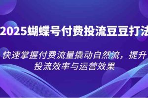 2025蝴蝶号付费投流豆豆打法，快速掌握付费流量撬动自然流，提升投流效率与运营效果