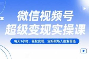 微信视频号超级变现实操课，每天1小时，轻松变现，宝妈职场人副业首选