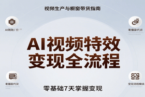 AI视频特效变现全流程，零基础7天掌握视频生产到橱窗带货变现
