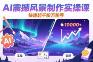 AI震撼风景制作实操课，快速起千粉万粉号