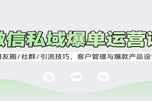 微信私域爆单运营课：朋友圈/社群/引流技巧，客户管理与爆款产品设计