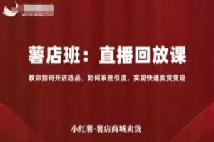小红薯薯店商城卖货直播回放课，教你如何开店选品、如何系统引流，实现快速卖货变现