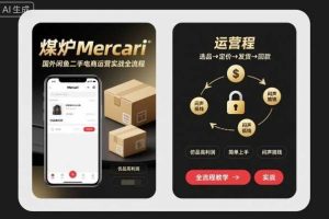 煤炉Mercari国外闲鱼二手电商运营实战全流程，仿品高利润，简单上手，闷声搞钱
