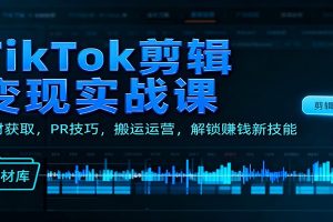 TikTok剪辑变现实战课：素材获取，PR技巧，搬运运营，解锁赚钱新技能