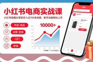 小红书电商实战课，小红书店铺从零到月入过1W全攻略，新手也能轻松上手