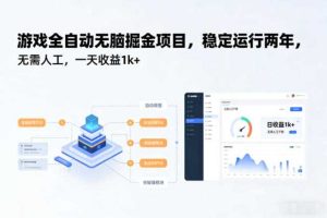 游戏全自动无脑掘金项目，稳定运行两年，无需人工，一天收益1k+【揭秘】
