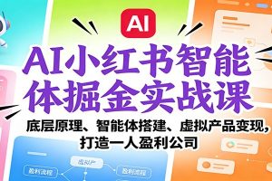 AI小红书智能体掘金实战课：智能体搭建、虚拟产品变现，打造一人盈利公司（完结）