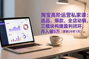 (17016期)淘宝高阶运营私家课:选品、爆款、全店动销,三模块构建盈利闭环,月入破5万(更新26年1月)